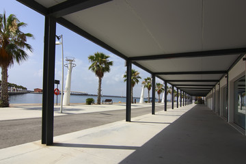 Modern hallway with sea