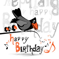 Happy Birthday birds crow