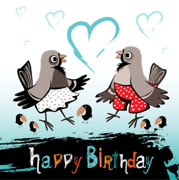 Happy Birthday birds pigeons