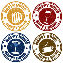 Set of happy hour  stamps