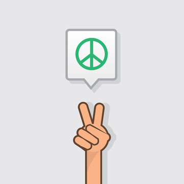 Hand making peace sign with peace symbol