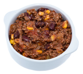 Portion of Chili con Carne on white