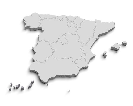 3d Spain white map