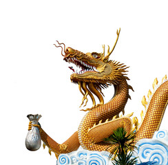 Dragon statue on isolated white background