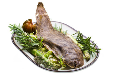 Fish Dover sole roasted