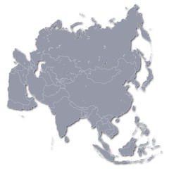 Asienkarte und der Kontinent Asien