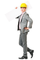 Businessman in hard hat