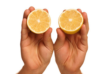 Hand with lemon