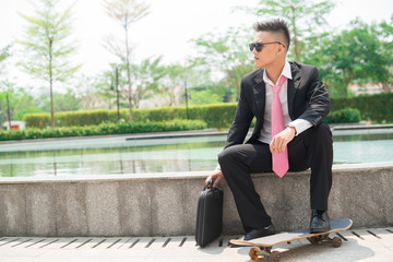 Business skateboarder