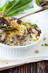 rice casserole with mushrooms and cheese
