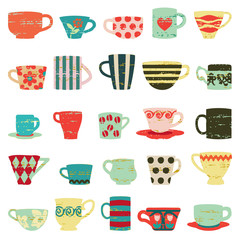 Colorful vintage cups and mugs - 51714209
