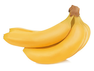 Bunch of bananas isolated on white background. Closeup.