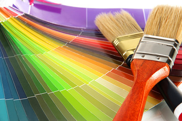 Brushes and colour guide close up