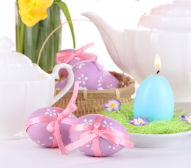Place setting for Easter close up