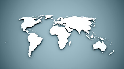 Fototapeta na wymiar World map on blue