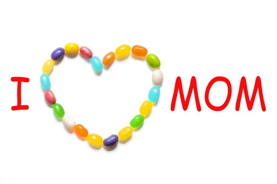 "I love Mom" Karte mit Gelee Dragees