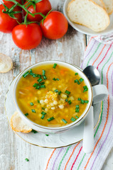 Lentil soup with pasta