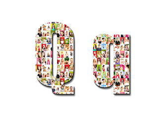 Fototapeta premium lot of people portraits - letter Q large size