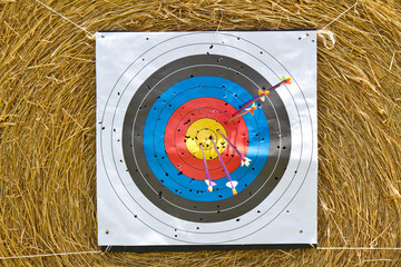 Archery target with arrow