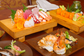 Raw seafood sashimi set