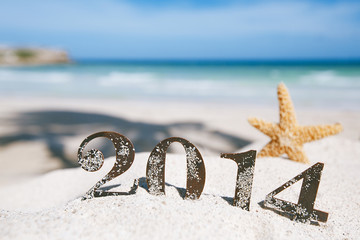 2014 letters with starfish, ocean , beach and seascape