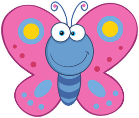 Smiling Butterfly Cartoon Character