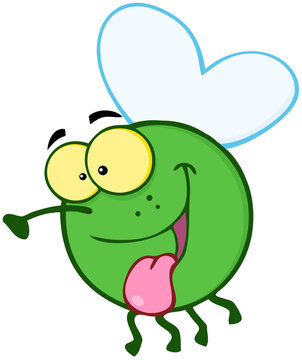 Happy Fly Cartoon Mascot Character