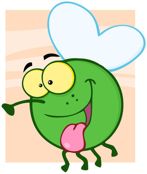 Happy Fly Cartoon Character