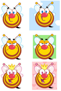 Cute Bees Cartoon Mascot Character