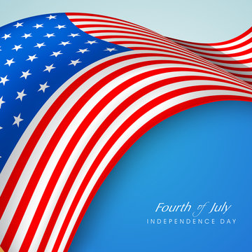 Creative Illustration for American Flag waving with text Fourth