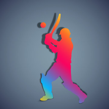 Colorful illustration of a cricket batsman in playing action on