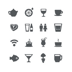 Cafe and restaurant icons set