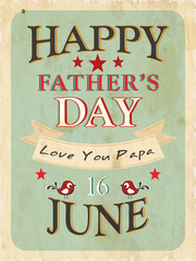Fond vintage de Happy Fathers Day avec texte le 16 juin sur g