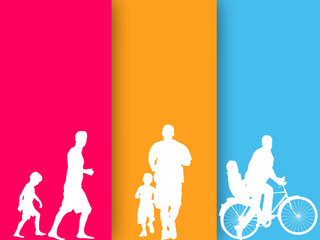 Happy Fathers Day concept with father and son doing activities o