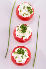 appetizer, stuffed tomato with cheese