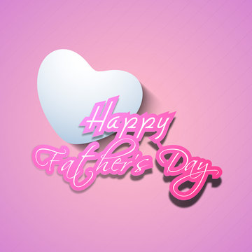 Happy Fathers Day text with heart on pink background.