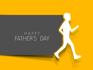 Fototapeta na wymiar Happy Fathers Day concept with text and son on yellow background
