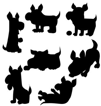Set of dogs silhouette