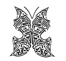 Butterfly tatoo on white background