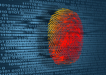 Illustration of the finger print and binary code