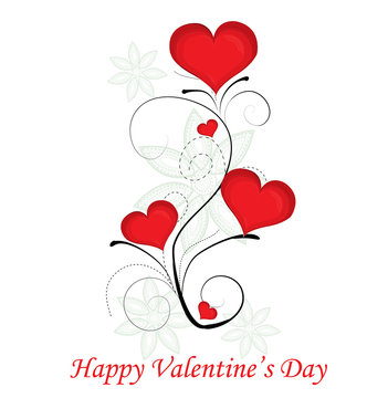 red valentine day heart background. Vector illustration.