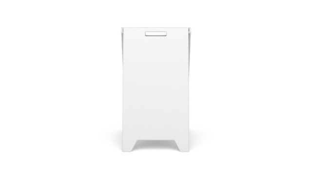 Advertising stand rotates on white background