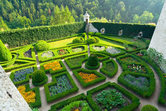 Fototapeta Maze garden in Pieskowa Skala castle near Krakow