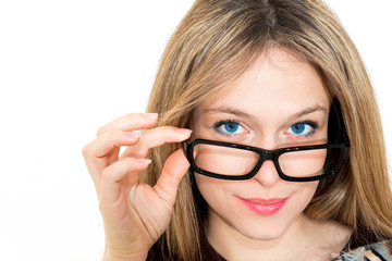 Close-up of a woman holding glasses