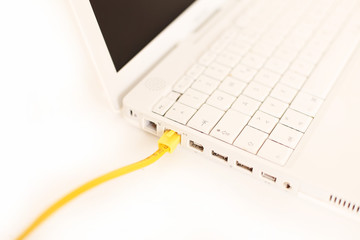 Netzwerkkabel in Laptop