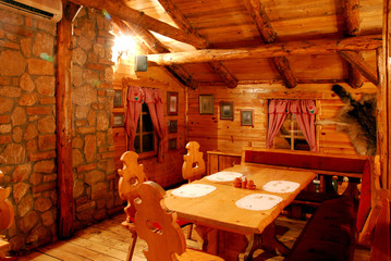 Restaurant wooden interior