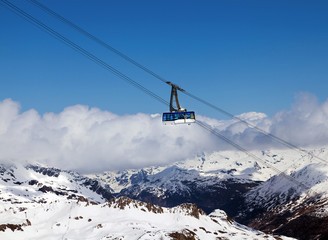 Cableway high in mountains