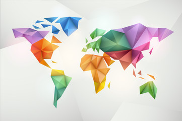 World map background in origami style. - 51731675