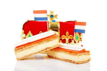 Typical Dutch tompouce sweet with crown