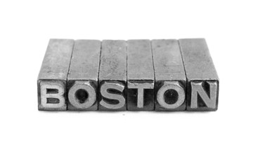 BOSTON sign, antique metal letter type